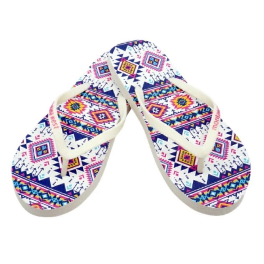 MONTANA WEST Aztec Western Print Flip Flops Sandals large NWT